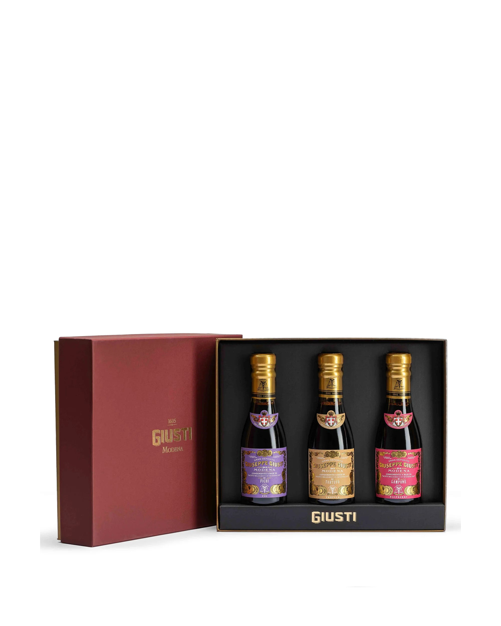 Giuseppe Giusti Trio kinkekomplekt – trühvel, viigimari, vaarikas
